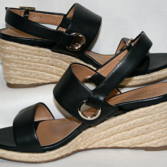 Vionic Black Wedge Sandals - Picture 6 of 8